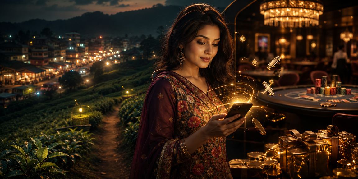 বগুড়ার চা বাগানের পটভূমিতে মোবাইলে পেমেন্ট করছেন একজন ব্যবহারকারী